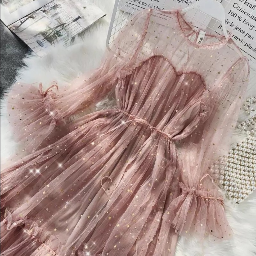👗HP🎉Fairy dress pink sparkle sequin mesh - Picture 3 of 12